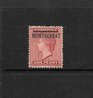1884 Queen Victoria Sg8 1d.  Red Crown Ca Perf 14 Hinged Montserrat