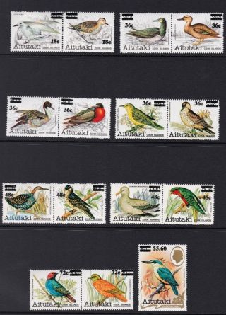 Aitutaki 1983 Birds Surcharges Sg.  447/61 Set Of 15 Mnh