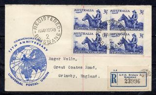 Australia Stamps 1949 Universal Postal Union Sg 232 Block Of 4 Frst Day Cover