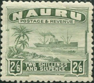 Nauru 1937 Sg37b 2/6d Grey - Green Freighter Shiny Mlh
