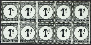 Northern Rhodesia 1929 Postage Due 1d Mnh Block