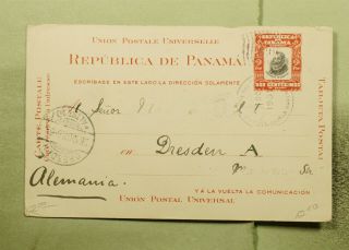 Dr Who 1907 Panama Postal Card To Germany E52211