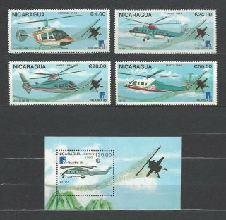 Nicaragua 1988 Sc 1711//18 Helicopters Mnh $5.  70