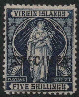 Br.  Virgin Islands: 1899 Sg 50s 5/ - Indigo Mounted With Spec Ovpt (26109)