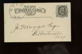 Us Mid - Atlantic Postal Card 1876 Morris,  Ny (fancy Cancel) To Gilbertsville,  Ny