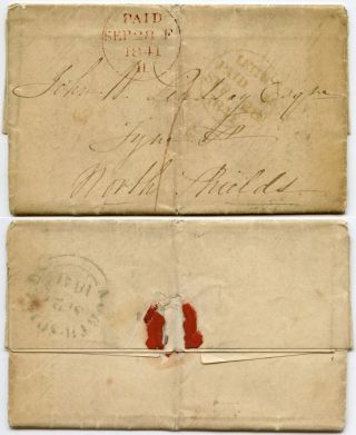 Scotland 1841 Leith Paid 2 Types,  Personal Letter Signed Ronaldson To Lindsay