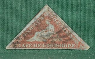 Cape Of Good Hope Triangle South Africa Stamp 1d Brick Red Sg 3 Torn (b22)