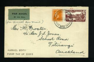 Zealand 1931 Fdc 3d Airmail Christchurch To Auckland