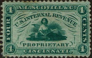 Rs 221b 1862 1c " A.  L.  Scovill & Co " Match And Medicine Issue - No Gum - Vf