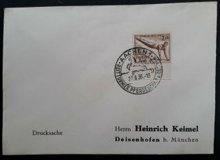 Rare 1936 Germany Cover Ties 3,  2 Pfg Stamp W Aachen Horse Show & Race Cachet