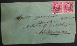 Scarce 1904 Sweden Cover Ties 10 Ore Stamps With Plk 236 Railway Cd