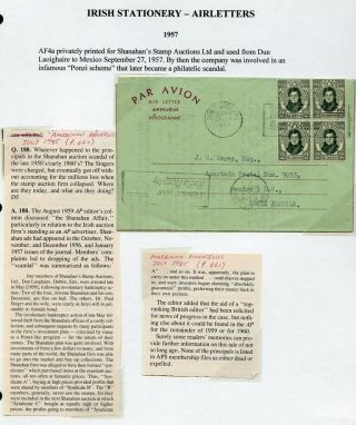 Ireland - 1955 - 6 Airletter Forms - FAI AF4a - Shanahan ' s Stamp 4