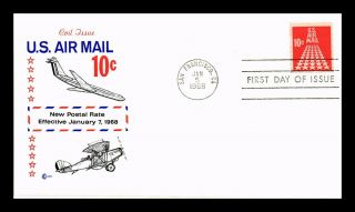 Dr Jim Stamps Us 10c Air Mail Coil First Day Cover Craft Scott C73