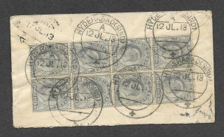 India Old Small Postal Stationery Cover Sent To Germany 1913 With Great Franking