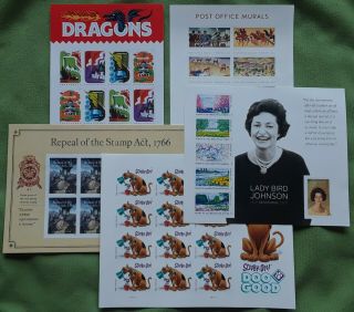 Dragons,  Po Murals,  Scooby - Doo Stamp Act,  & Lady Bird Johnson Us Forever Stamps