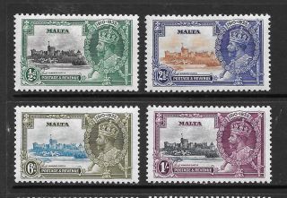 1935 King George V Sg210 To Sg213 Silver Jubilee Set Of 4 Hinged Malta