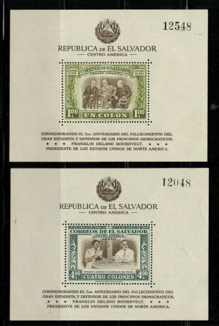 El Salvador 612,  C117 2 Sheets Of 1 1948 Mnh
