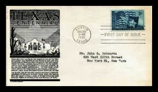 Dr Jim Stamps Us Texas Statehood Centennial Fdc Cover Scott 938 Cs Anderson