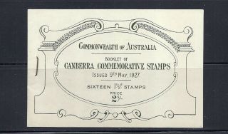 Australia 1927 Canberra Booklet (sb22 One Pane Only)