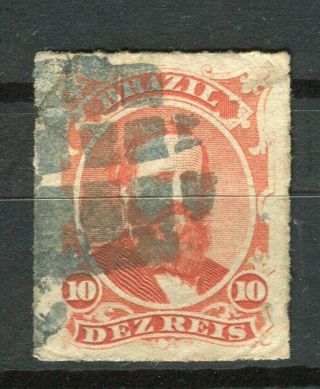 Brazil; 1876 Early Classic Dom Pedro Issue Fine 10r.  Value