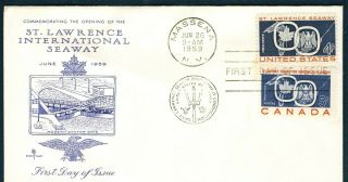 Us 1959 St.  Lawrence Seaway (1131).  Combo First Day Cover.  Rose Craft Cachet