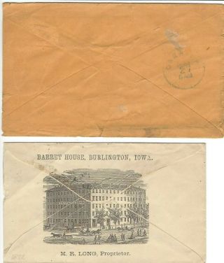 1870s illustrated hotel advertising covers from Iowa 2