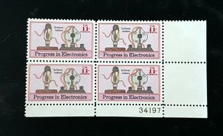 1973 Airmail Plate Block C86 Mnh Us Stamps 11c Electronics