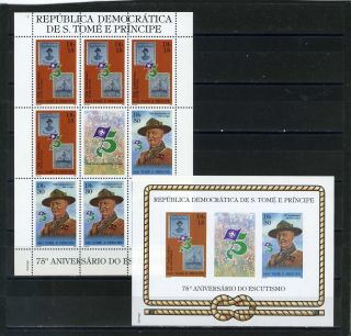 St.  Thomas & Prince Islands 1982 Boy Scouts Sheet Of 8 Stamps & S/s Mnh