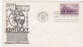 Kentucky Statehood 904 Us First Day Cover 1942 Stephen Anderson Cachet Fdc