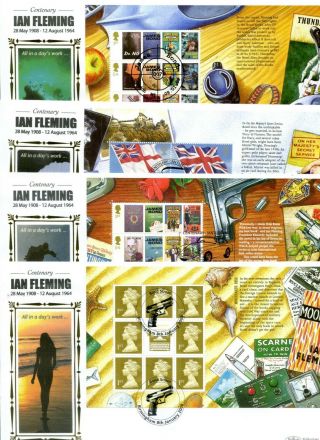 2008 James Bond Prestige Booklet Great Britain Benham Blcs Fdc X4 Vgc