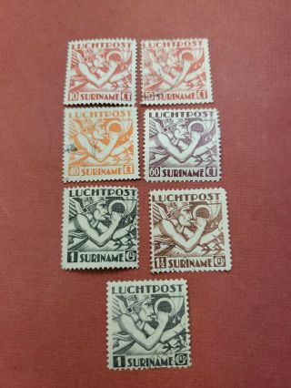 1930 Surinam Air - Mail Postal Stamps Sc C1 - C22 (7) Mh &used
