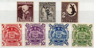 Commonwealth Australia 1948 Kgvi Definitive Set Of 7 To £2 Lmm