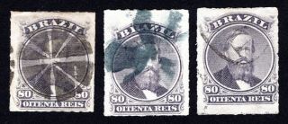 Brazil 1876 Group Of 3 Stamps Mi 33 Cv=90€ Lot2