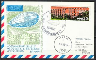 Germany Ddr 1980 Postcard Fdc Graf Zeppelin Lz - 127 Landing In Reichenbach Ws