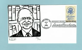 U.  S.  Fdc 3930 Dave Curtis Cachet - Presidential Libraries Dwight Eisenhower