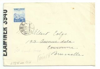 Japan War Cover To Brusselles Belgium With Censor Tape And German Censor On Rev