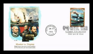Dr Jim Stamps Us Monitor Vs Virginia Civil War Naval Battle Fdc Cover