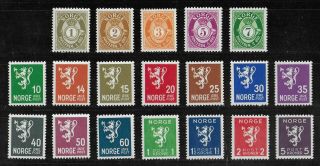 Norway 1937 - 1938 Nh Complete Set Of 19 Michel 176 - 194 Cv €110