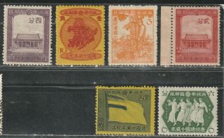 1942 Manchukuo 满洲國 China Stamps,  10st Anniv Full Set Mh,  Sg 137 - 42