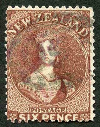 Zealand Sg77 6d Red - Brown Wmk Star Perf 13 Cat 120 Pounds Great Colour