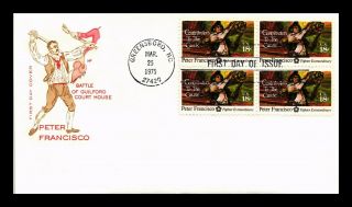 Dr Jim Stamps Us Peter Francisco Battle Of Guilford Court House Fdc Cover Block