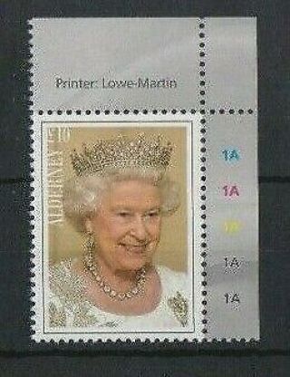 Gb Alderney 2015 The Longest Reigning Monarch £10 Stamp Mnh Per Scan