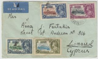Northern Rhodesia 1935 Silver Jubilee Set Of 4 On Cover To Limassol Cyprus