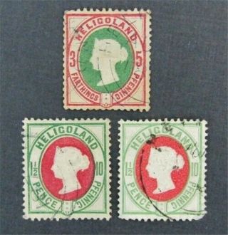 Nystamps British Heligoland Stamp 16.  17a.  17b $74 Signed