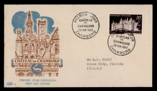 Dr Who 1952 France Chateau De Chambord Fdc C129238