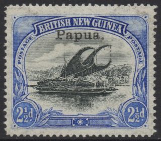 Papua 1907 2.  1/2d Black - Ultramarine Lakatoi (sm.  Ovp) Wmk Horizontal Sg.  35a Mvlh