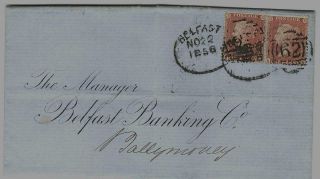Gb In Ireland 1856 Letter,  2 X 1 D,  Belfast Spoon English Type