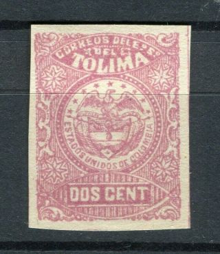 Colombia; Tolima 1884 Classic Imperf Issue Hinged 2c.  Value