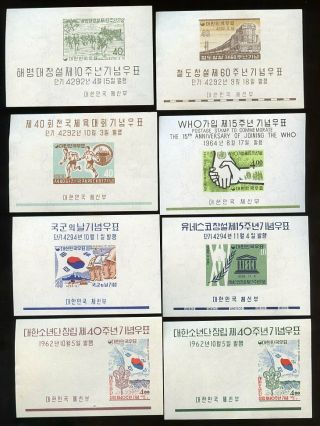14 Different Korea Mnh Souvenir Sheets Approx.  1959 - 1965