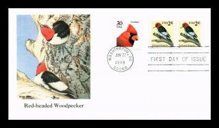 Dr Jim Stamps Us Red Headed Woodpecker Combo First Day Cover Washington Dc